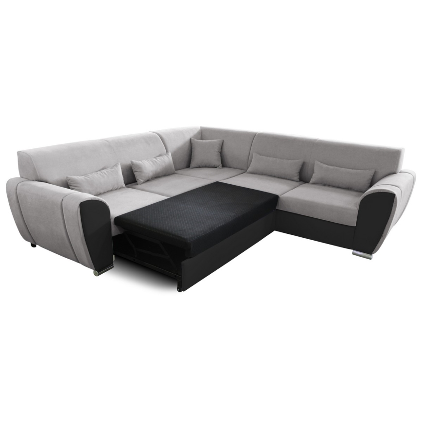 Suite lounge angolare imbottita e pieghevole a forma di U VISEU destra grigio/nero