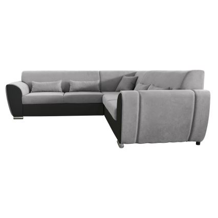 Suite lounge angolare imbottita e pieghevole a forma di U VISEU destra grigio/nero