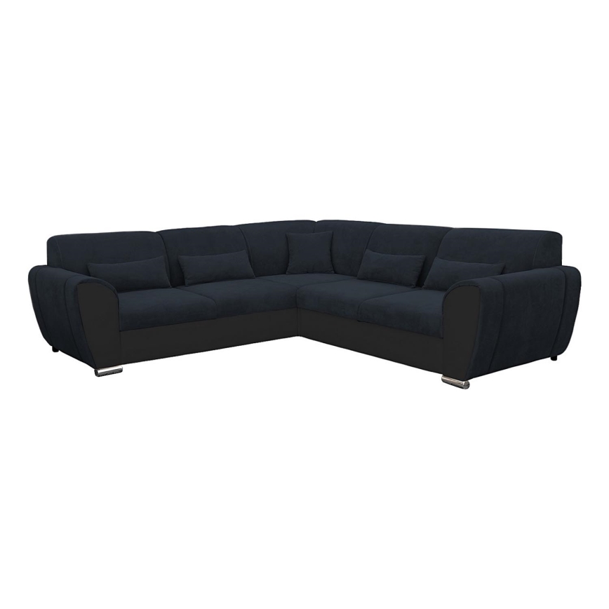 Suite lounge angolare imbottita e pieghevole a forma di U VISEU sinistra antracite/nero