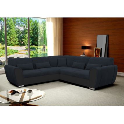 Suite lounge angolare imbottita e pieghevole a forma di U VISEU sinistra antracite/nero