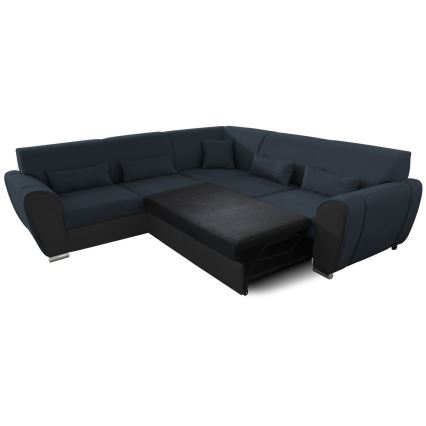 Suite lounge angolare imbottita e pieghevole a forma di U VISEU sinistra antracite/nero