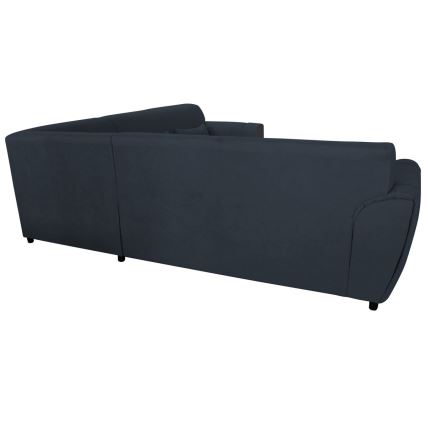 Suite lounge angolare imbottita e pieghevole a forma di U VISEU sinistra antracite/nero