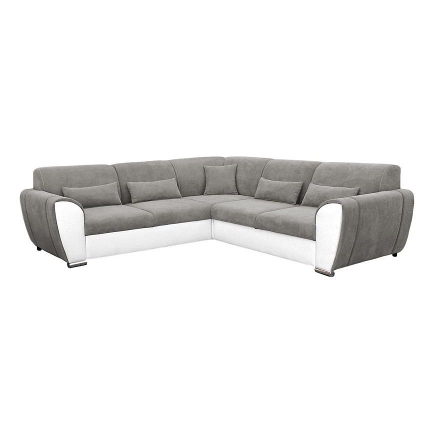 Suite lounge angolare imbottita e pieghevole a forma di U VISEU sinistra grigio/bianco