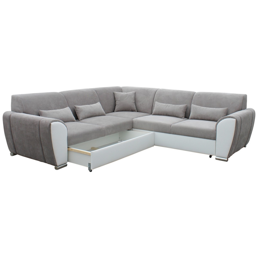 Suite lounge angolare imbottita e pieghevole a forma di U VISEU sinistra grigio/bianco