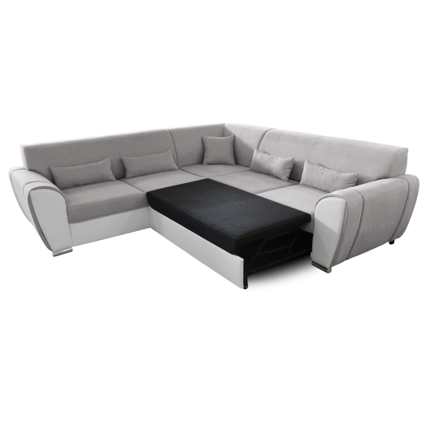 Suite lounge angolare imbottita e pieghevole a forma di U VISEU sinistra grigio/bianco