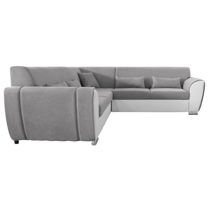 Suite lounge angolare imbottita e pieghevole a forma di U VISEU sinistra grigio/bianco