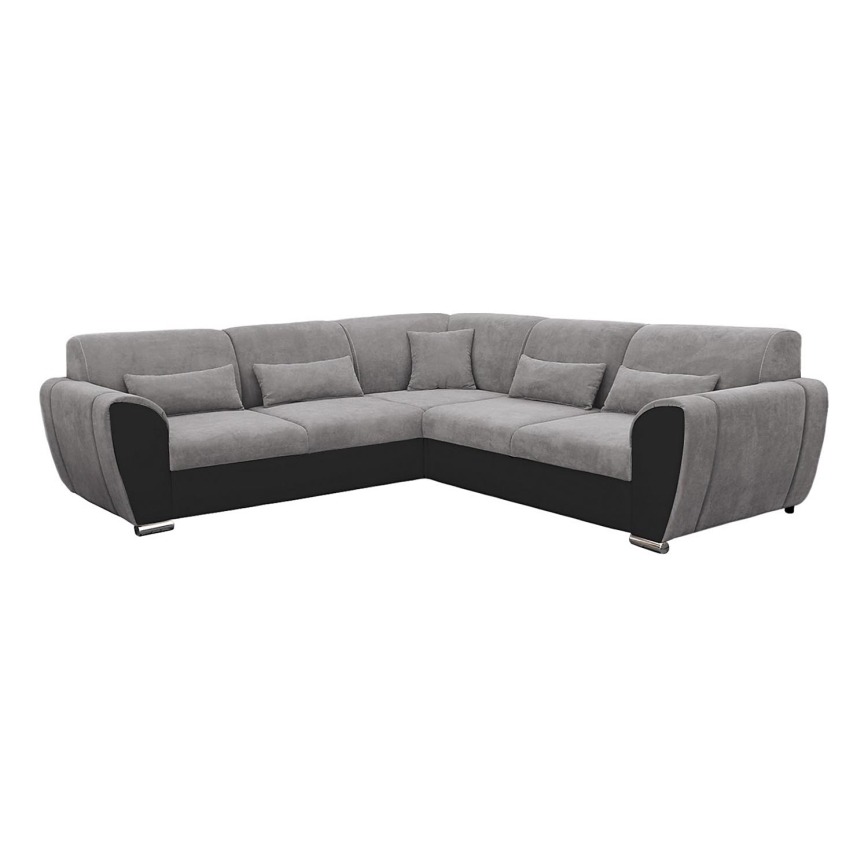 Suite lounge angolare imbottita e pieghevole a forma di U VISEU sinistra grigio/nero