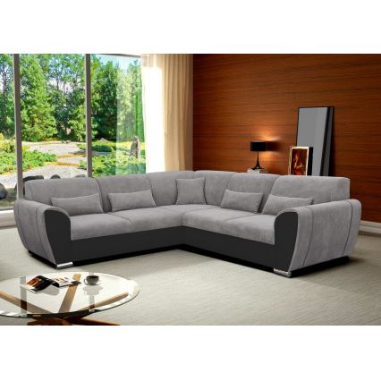 Suite lounge angolare imbottita e pieghevole a forma di U VISEU sinistra grigio/nero