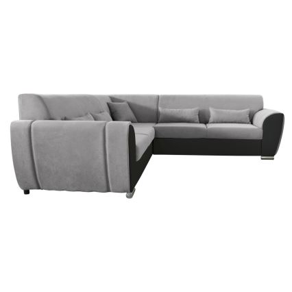 Suite lounge angolare imbottita e pieghevole a forma di U VISEU sinistra grigio/nero