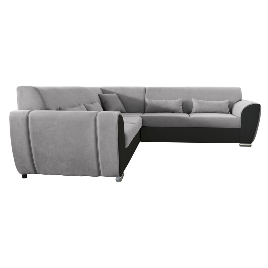 Suite lounge angolare imbottita e pieghevole a forma di U VISEU sinistra grigio/nero