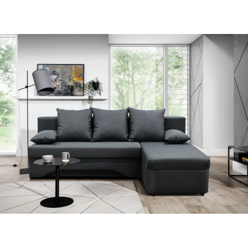 Suite lounge angolare imbottita e pieghevole universale a forma di U ALMEIDA antracite