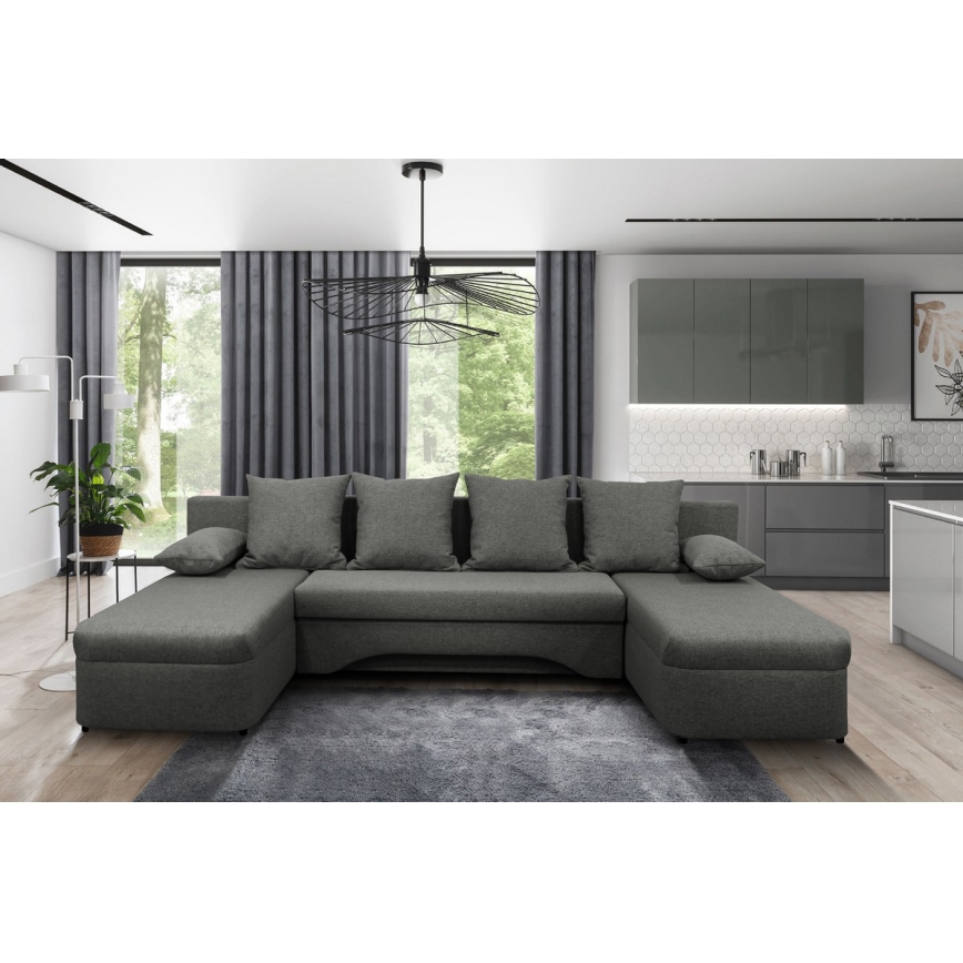 Suite lounge angolare imbottita e pieghevole universale a forma di U ALMEIDA antracite