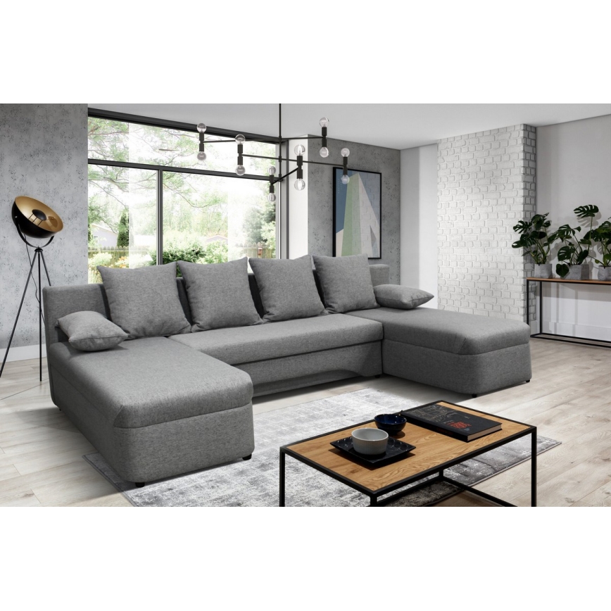 Suite lounge angolare imbottita e pieghevole universale a forma di U ALMEIDA grigio