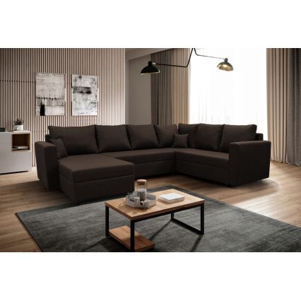 Suite lounge angolare imbottita e pieghevole universale a forma di U SEYA marrone