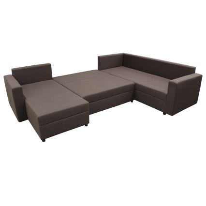 Suite lounge angolare imbottita e pieghevole universale a forma di U SEYA marrone
