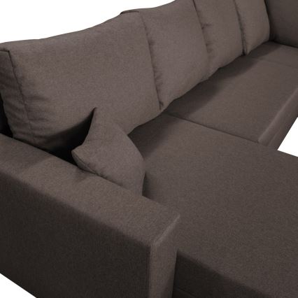 Suite lounge angolare imbottita e pieghevole universale a forma di U SEYA marrone