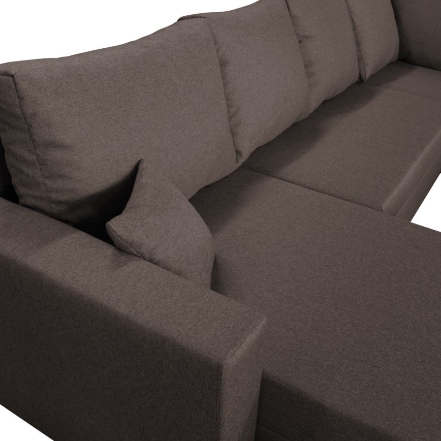 Suite lounge angolare imbottita e pieghevole universale a forma di U SEYA marrone