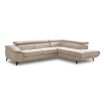 Suite lounge angolare pieghevole a forma di L con contenitore BRESCIA destra beige