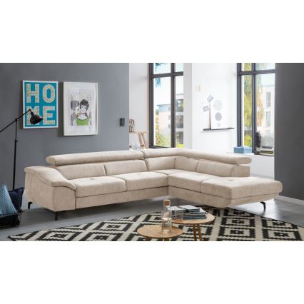Suite lounge angolare pieghevole a forma di L con contenitore BRESCIA destra beige