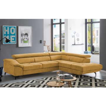 Suite lounge angolare pieghevole a forma di L con contenitore BRESCIA destra giallo