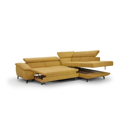 Suite lounge angolare pieghevole a forma di L con contenitore BRESCIA destra giallo