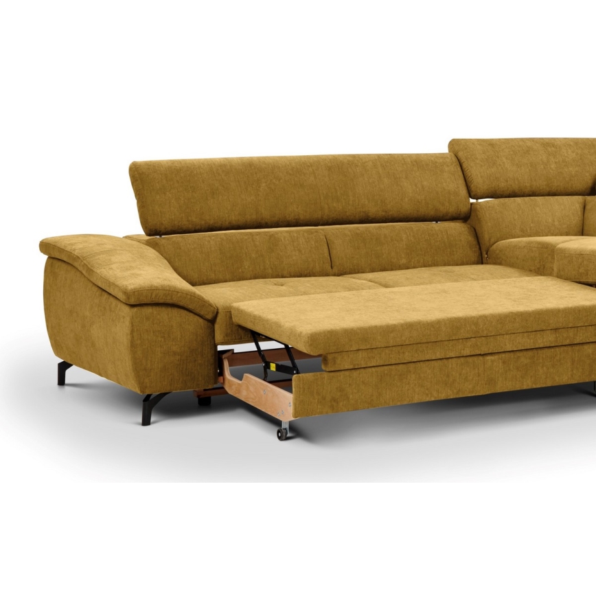 Suite lounge angolare pieghevole a forma di L con contenitore BRESCIA destra giallo
