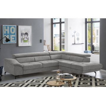 Suite lounge angolare pieghevole a forma di L con contenitore BRESCIA destra grigio