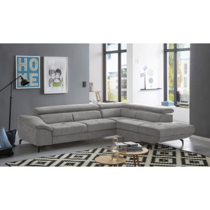 Suite lounge angolare pieghevole a forma di L con contenitore BRESCIA destra grigio
