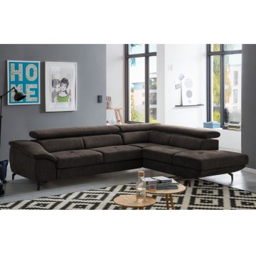 Suite lounge angolare pieghevole a forma di L con contenitore BRESCIA destra marrone