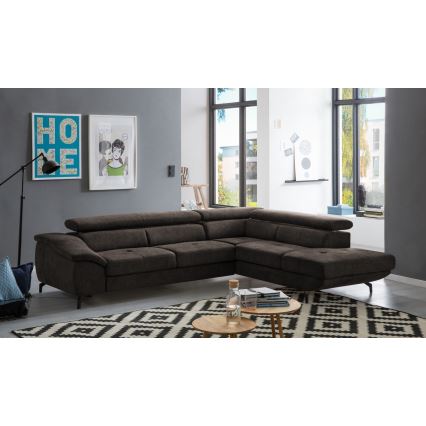 Suite lounge angolare pieghevole a forma di L con contenitore BRESCIA destra marrone