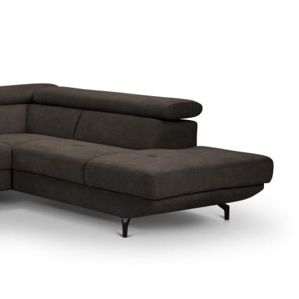 Suite lounge angolare pieghevole a forma di L con contenitore BRESCIA destra marrone