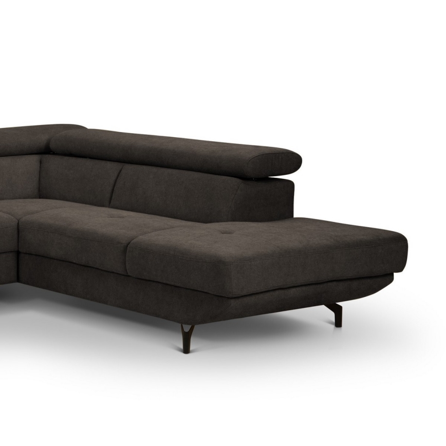 Suite lounge angolare pieghevole a forma di L con contenitore BRESCIA destra marrone