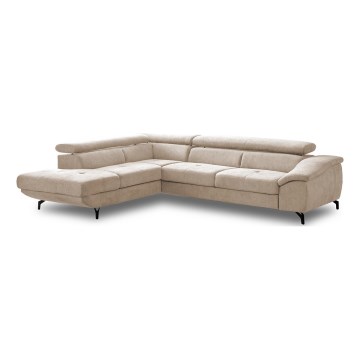 Suite lounge angolare pieghevole a forma di L con contenitore BRESCIA sinistra beige