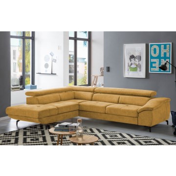 Suite lounge angolare pieghevole a forma di L con contenitore BRESCIA sinistra giallo