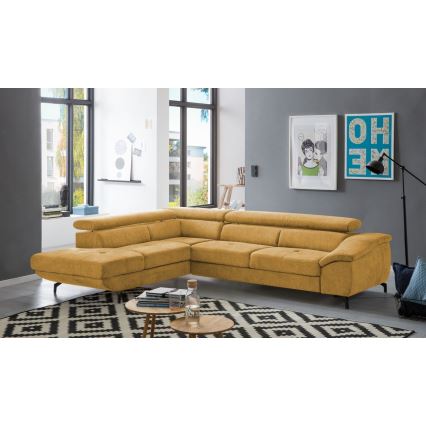 Suite lounge angolare pieghevole a forma di L con contenitore BRESCIA sinistra giallo