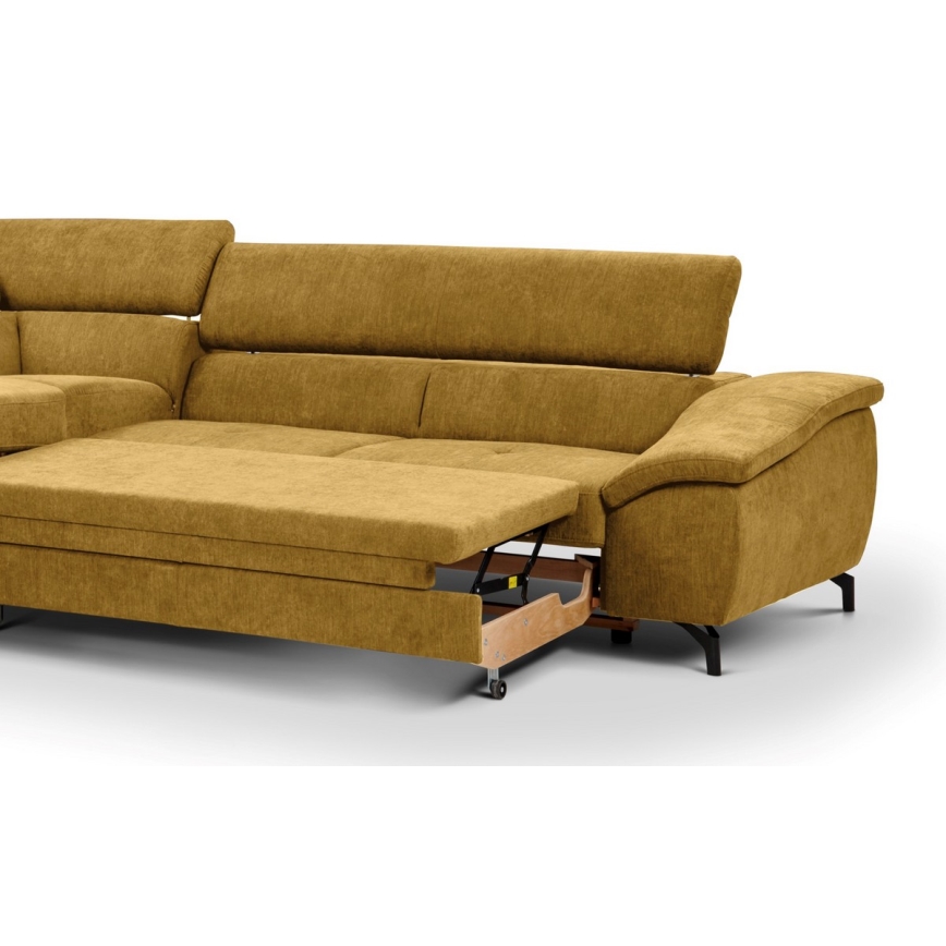Suite lounge angolare pieghevole a forma di L con contenitore BRESCIA sinistra giallo