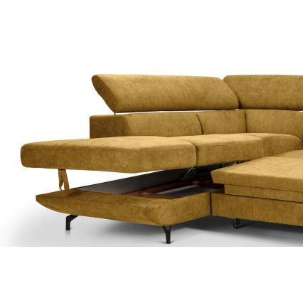 Suite lounge angolare pieghevole a forma di L con contenitore BRESCIA sinistra giallo