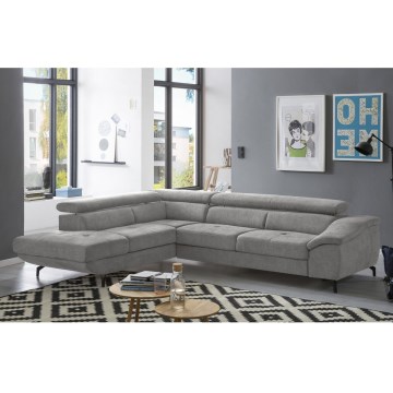 Suite lounge angolare pieghevole a forma di L con contenitore BRESCIA sinistra grigio