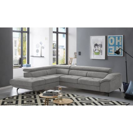 Suite lounge angolare pieghevole a forma di L con contenitore BRESCIA sinistra grigio