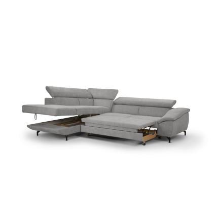 Suite lounge angolare pieghevole a forma di L con contenitore BRESCIA sinistra grigio