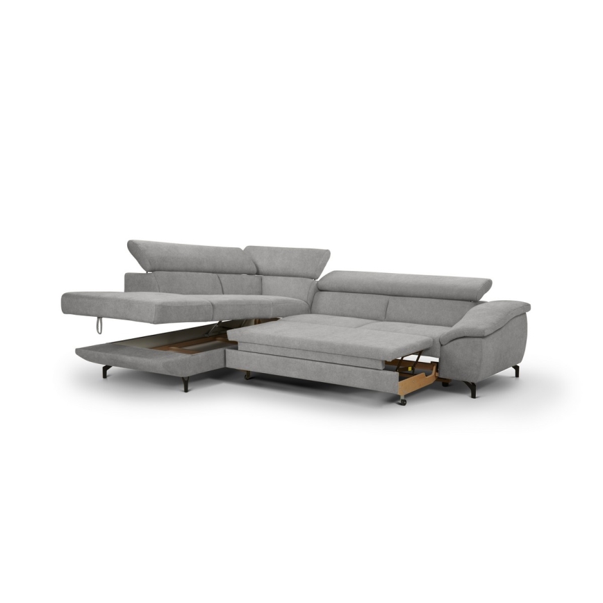 Suite lounge angolare pieghevole a forma di L con contenitore BRESCIA sinistra grigio