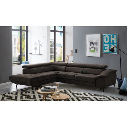 Suite lounge angolare pieghevole a forma di L con contenitore BRESCIA sinistra marrone