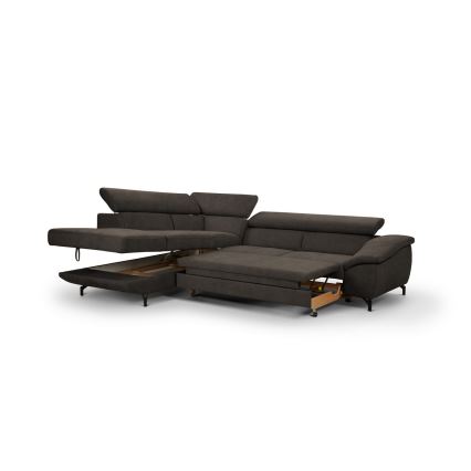 Suite lounge angolare pieghevole a forma di L con contenitore BRESCIA sinistra marrone