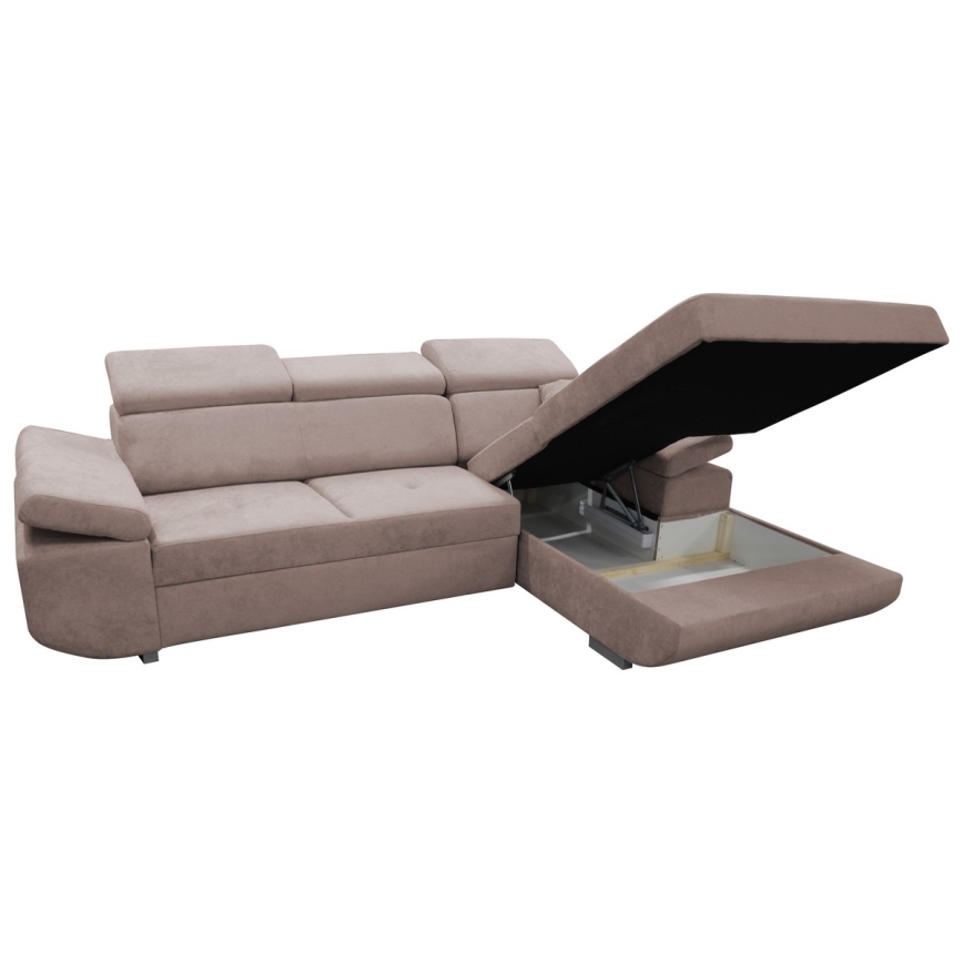 Suite lounge angolare pieghevole a forma di L con contenitore CASTELO sinistra rosa