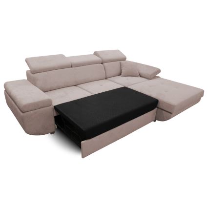 Suite lounge angolare pieghevole a forma di L con contenitore CASTELO sinistra rosa