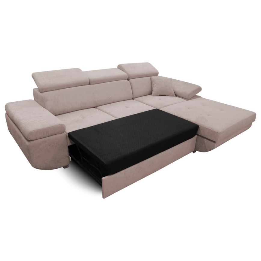 Suite lounge angolare pieghevole a forma di L con contenitore CASTELO sinistra rosa