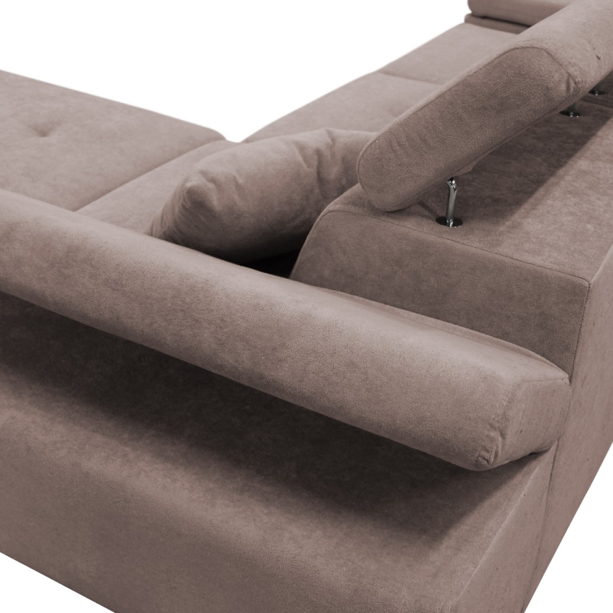 Suite lounge angolare pieghevole a forma di L con contenitore CASTELO sinistra rosa
