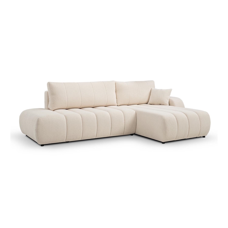Suite lounge angolare pieghevole a forma di L con contenitore DESIO destra beige