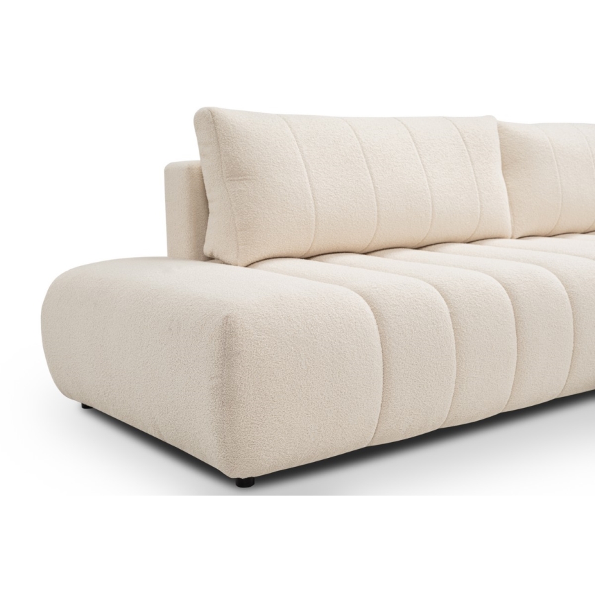 Suite lounge angolare pieghevole a forma di L con contenitore DESIO destra beige