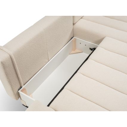 Suite lounge angolare pieghevole a forma di L con contenitore DESIO destra beige